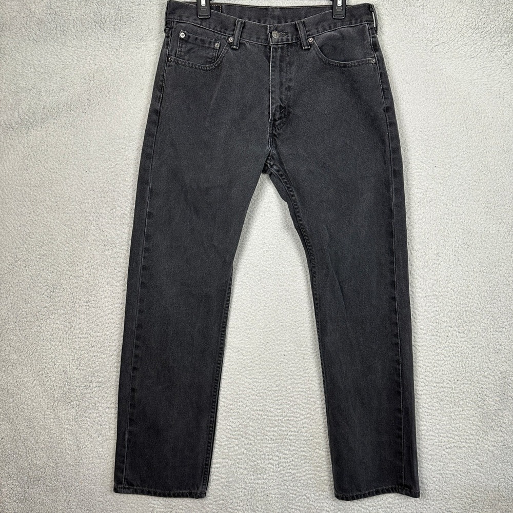 Levis 505 Jeans Mens 33X32 Regular Fit Black Straight Leg 5-Pocket Casual Denim